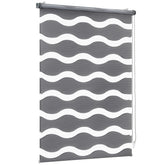 Sekey Double Roller Blind Wave Pattern Duo Roller Blind Clamp Fix without Drilling - Light-filtering & Opaque, Window Blind for Living Room, Bedroom & Office